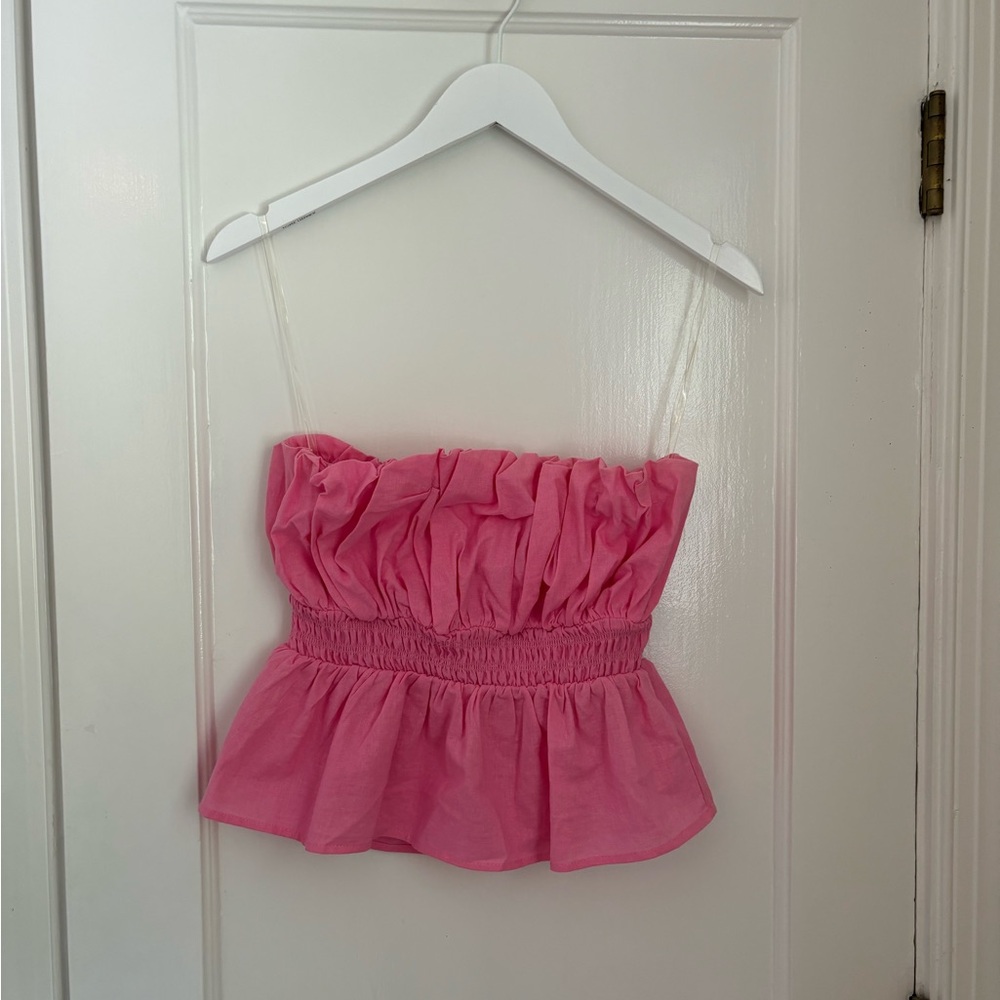 pink ruffled crop top